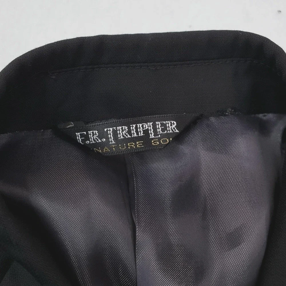 F.R. Tripler Blazer Mens 42R Black Lana Lux Super 120s Merino Wool Suit Jacket